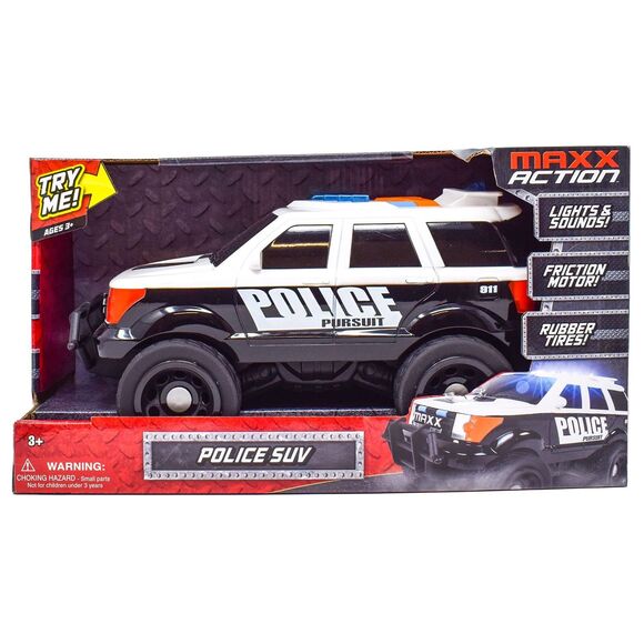 Maxx Action Police SUV Toy with LED Lights Sounds Motorized Engine 12 Inch - Picture 1 of 2